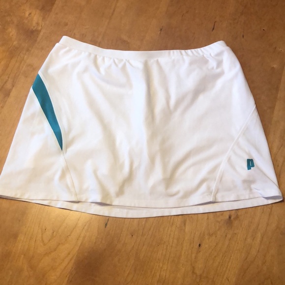 PRINCE Tennis Skirt/ Skort- White & Blue Teal- Medium - Picture 2 of 11